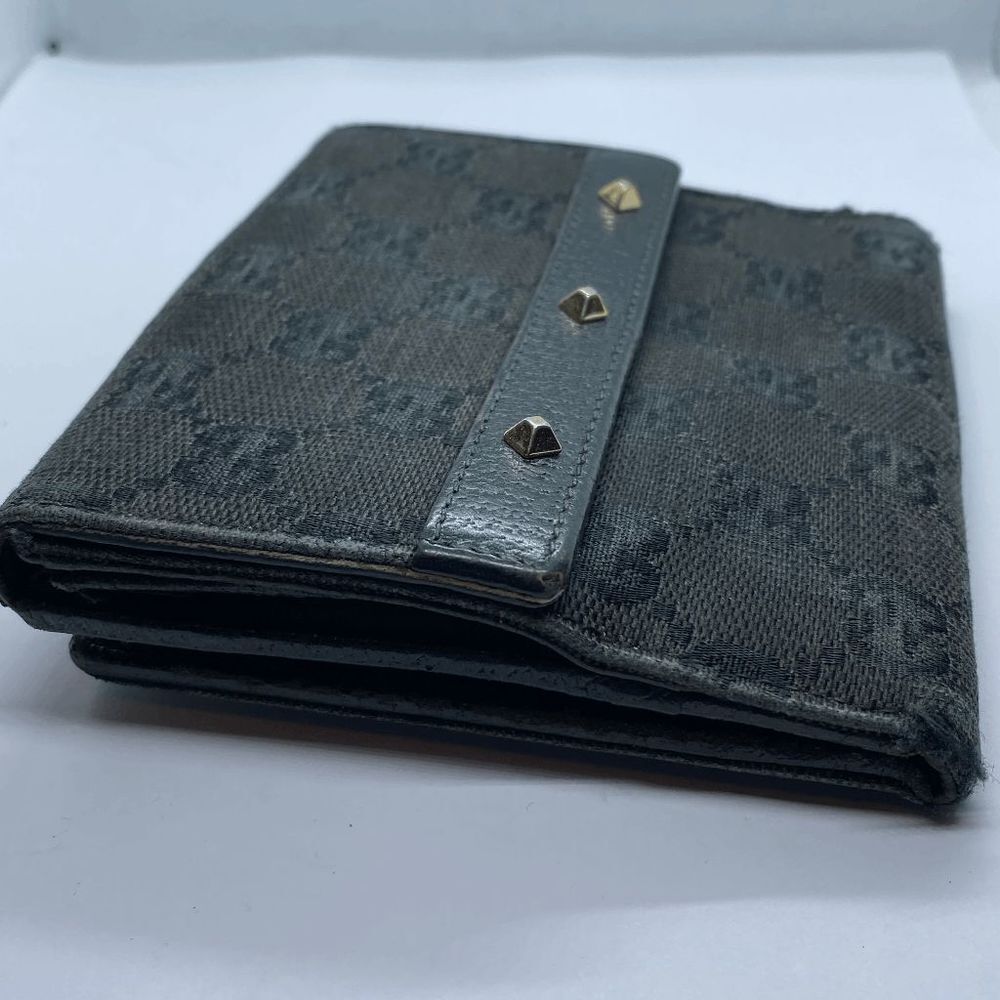 Authentic Gucci Black Canvas & Leather Double Sided Bifold Wallet **FLAWS** - Picture 3 of 12
